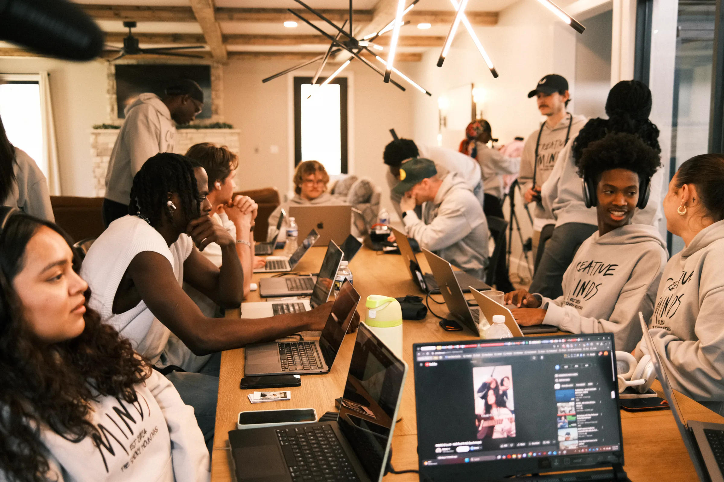 A workshop in session at the long table